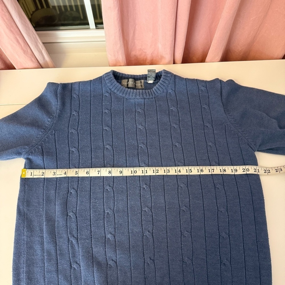 Oscar De Larenta Men's Blue Cable Knit Sweater vintage medium - Picture 6 of 6